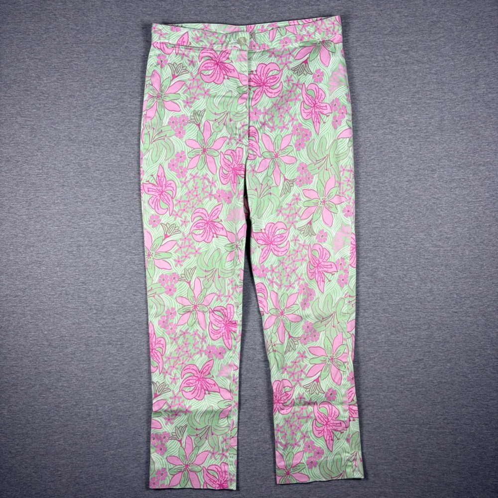 Lilly Pulitzer Pants Women's 4 Pink Green Floral Preppy 90s Y2K Crop